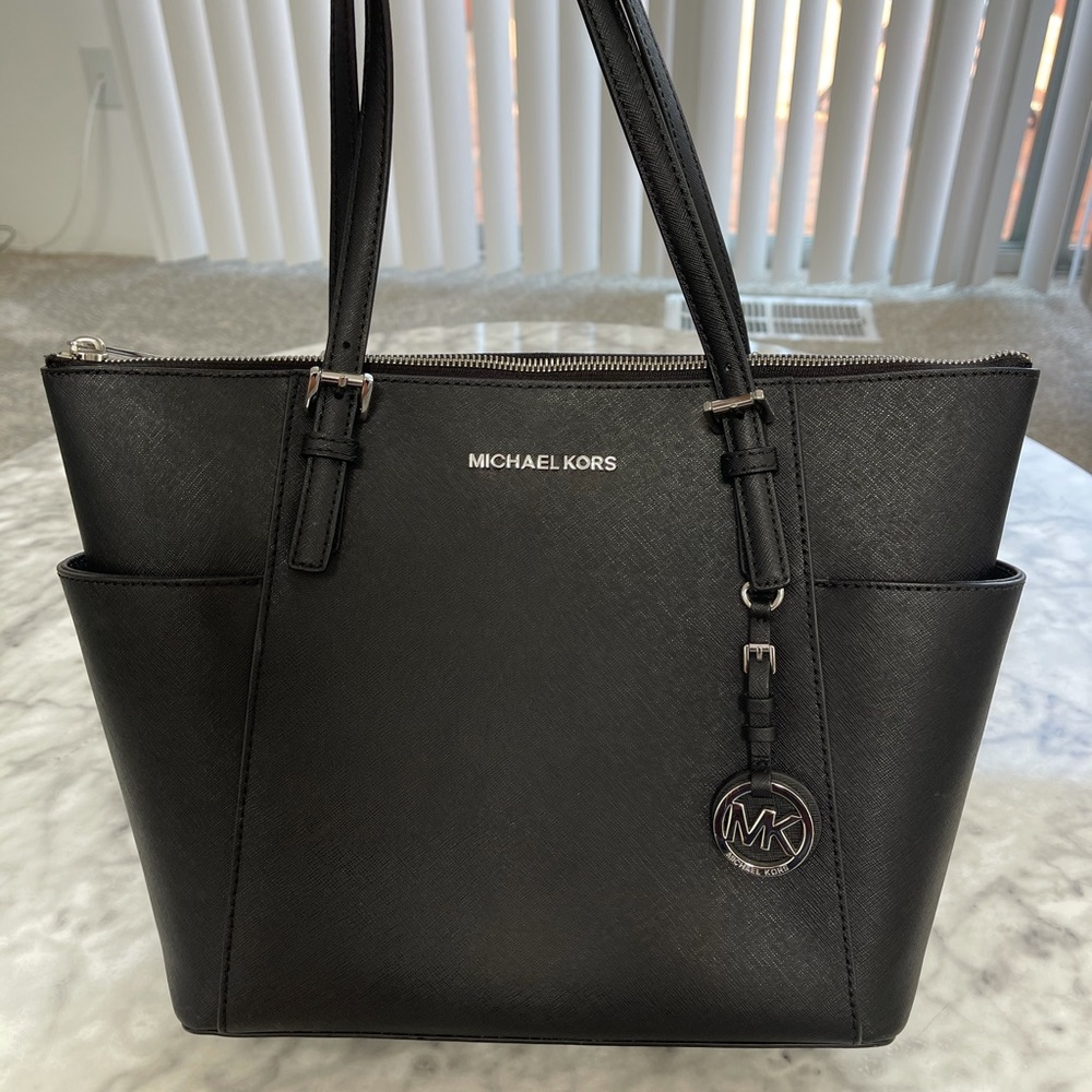 Black Leather Michael Kors Tote Bag with tags
